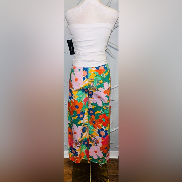 EUC GB SZ 3 orange/yellow multicolored floral 5-pocket denim pants/waist 26”-30” - Picture 2 of 6